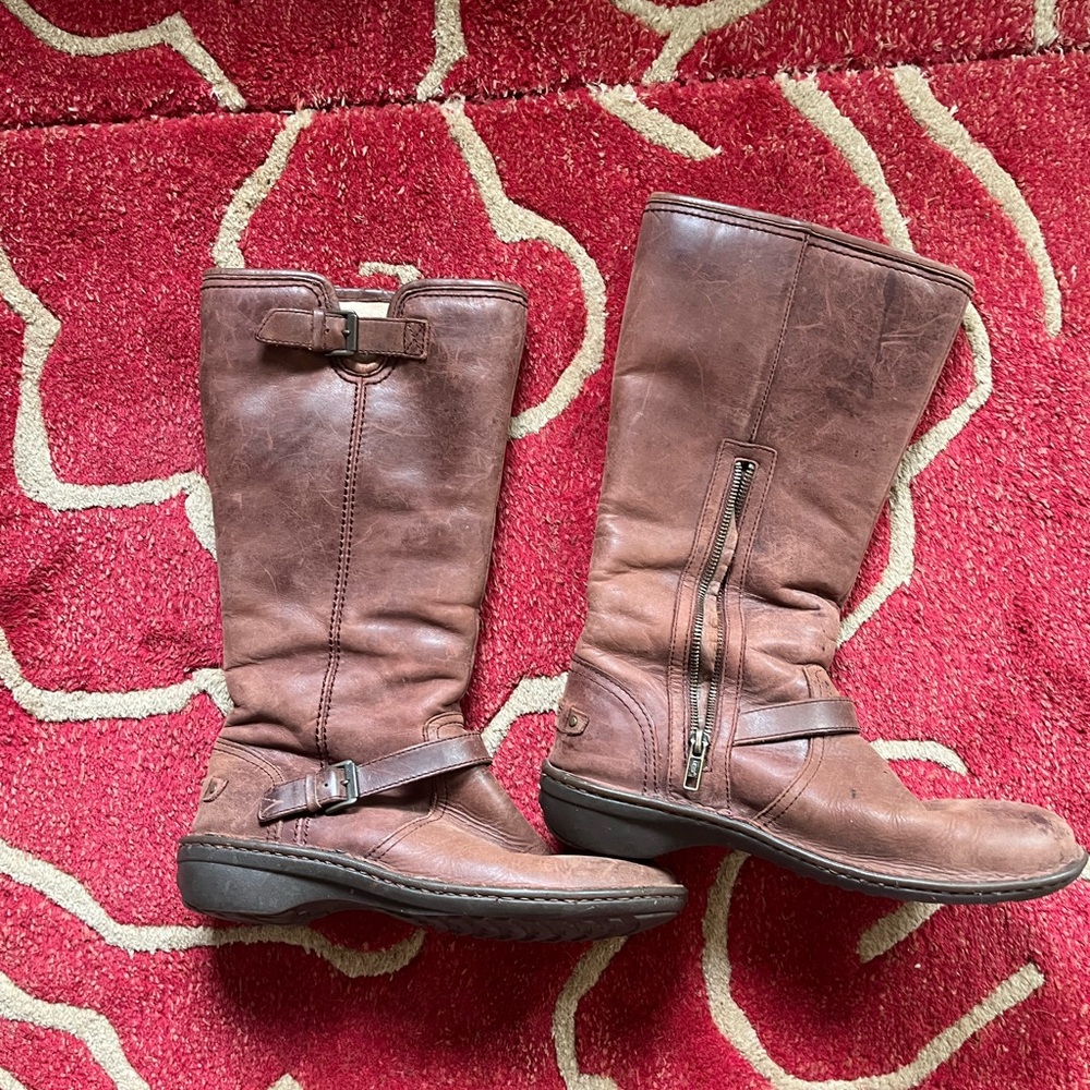 UGG brown leather shearling boots